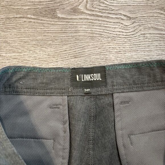 Linksoul Boardwalker Golf Pants Men's Size 34R Gray Stretch 5 Pocket Pants - Picture 4 of 7